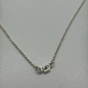 Sparkling crown silver tone delicate long adjustable necklace